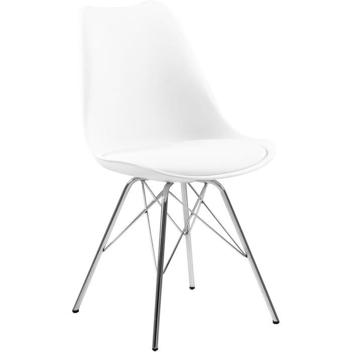 AC Design Furniture Emanuel: 2 стільці для обідньої зони, PU/Метал, 48,5x85,5x54 см, Білий/Хром