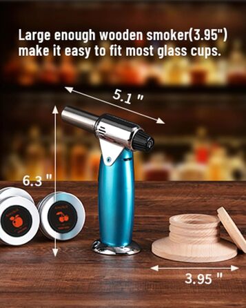 Набір для копчення коктейлів та віскі з ліхтариком: ретро-набір для вечірок, 6 смаків для любителів копчення, ідеальний подарунок на день народження, для чоловіків та батьків