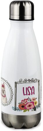 Ізольована пляшка для пиття, дитяча термос з нержавіючої сталі для школи, спорту, персоналізована подарункова пляшка для води (рамка для фотографій з бульдогом, 350 мл)