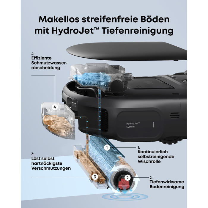 Робот-пилосос Eufy C28 з функцією миття підлоги, HydroJet самоочисний валик, потужність 15000Pa, 5-в-1 Omni-станція, антизаплутувальна щітка, розпізнавання перешкод за допомогою ШІ