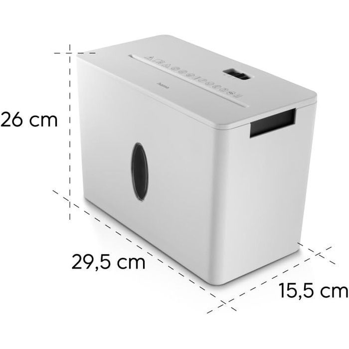 Шредер для документів Hama P4 T4 E3 (білий), з функцією подрібнення пластикових карт, безпечний, з кошиком 8л, DSGVO-сумісний