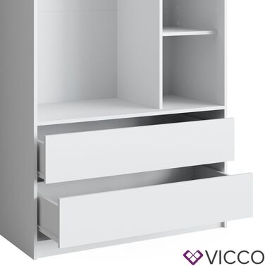Дитяча шафа Vicco Elmo, біла, 100 x 200 см з 2 висувними ящиками та відкидними ящиками (100 x 200 см без відкидних ящиків)