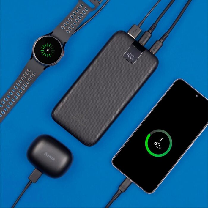 МАгод, 2 шт. USB-C, USB-A, швидка зарядка, портативний зарядний пристрій, антрацит, 20, 10000