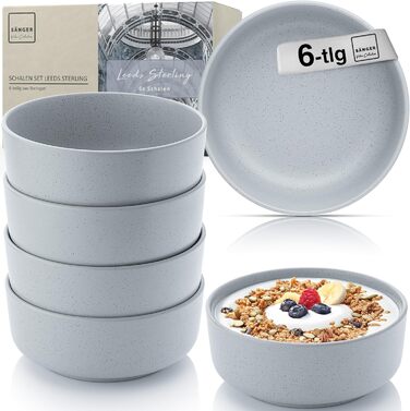 Набір кавових чашок SÄNGER VALUE COLLECTION (6 шт.), 380 мл, блакитно-сірий колір, кераміка, для кави та чаю, мийка в посудомийній машині, підходить для мікрохвильової печі