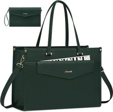 Сумка для ноутбука LOVEVOOK для жінок, 15.6 дюймів, шкіряна, водонепроникна, сумка-шоппер, ділова, для навчання, чорна, бежева, коричнева, темно-зелена