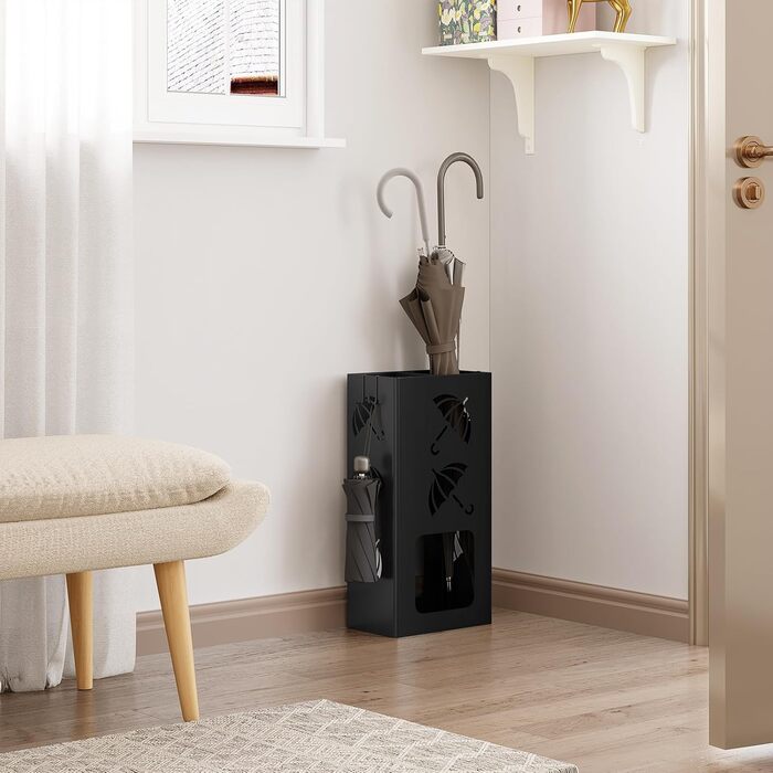 Підставка для парасоль підставкою WOLTU, 2 відділення, з 4 гачками, металева, біла, 25x49x15 см, SST16ws