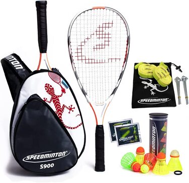 Набір Speedminton S900-оригінальний професійний набір для швидкісного бадмінтону / кросмінтону з карбоновими ракетками, включаючи набір для гри в бадмінтон. 5 Speeder, ігровий майданчик, одиночна сумка