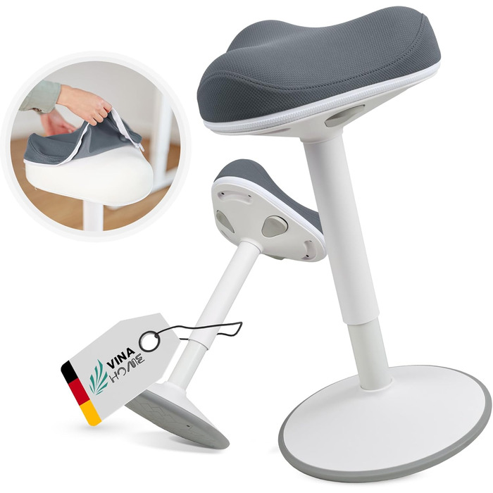 Офісний стілець ZIP SH-01 Graphitblau: ергономічний, регульована висота (58-83 см), знімний чохол, сертифікат IGR