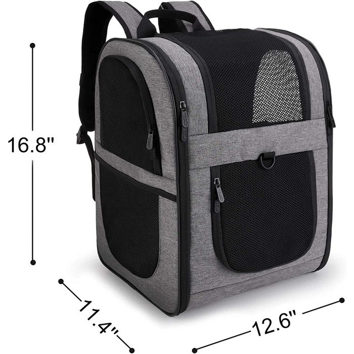 Рюкзаки для домашніх тварин apollo walker, м'яка складна сіра сумка-переноска для собак і кішок вагою від 2 до 12 кг