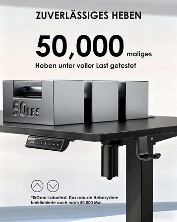 Електричний регульований стіл ErGear 140x70 см, чорний, з пам'яттю, для дому та офісу