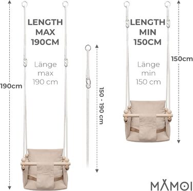 Дитяча гойдалка-крісло MAMOI® для дому, дерев'яна гойдалка для малюків, бежева (Scandi) для дверного отвору