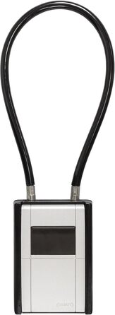 ABUS KeyGarage 797 LED - ключова скринька з бугелем для кріплення, з підсвічуванням цифр, для ключів та дрібних цінностей, чорно-срібна (Стандарт - кабельний бугель)