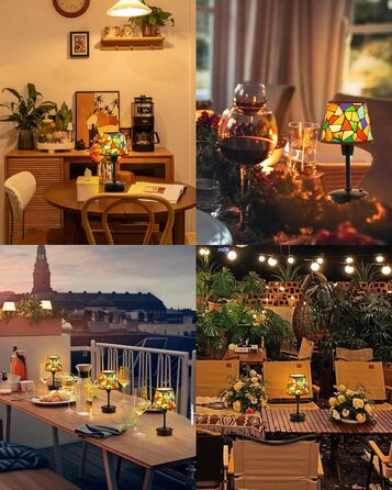 2 шт. Бездротові настільні лампи для обіднього столу з акумулятором 5200mAh, сенсорне регулювання яскравості, портативні лампи для ресторану, вітальні, спальні, бару, їдальні, нічники (багатобарвні, 2 шт.)