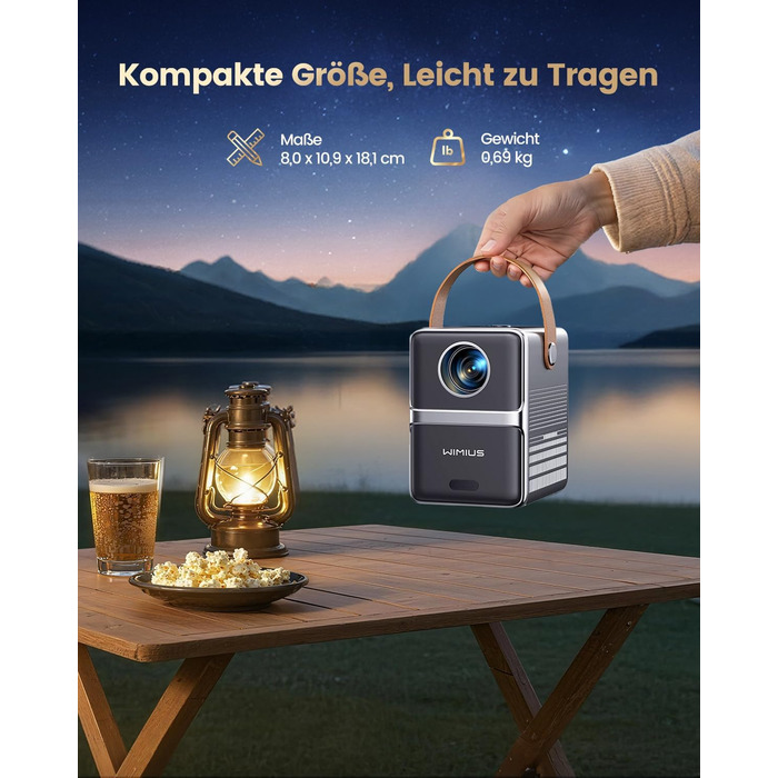 Проектор Mini Beamer 4K Smart з WiFi6, Bluetooth, Dolby Audio, підтримкою Netflix, автофокусом та вертикальною корекцією, сірий