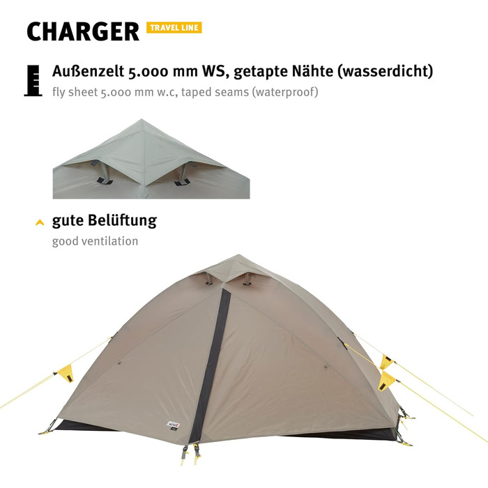 Намети Wechsel Professional Dome Tent Charger - Travel Line - Універсальний геодезичний намет на 2 особи Дуб лавр One size