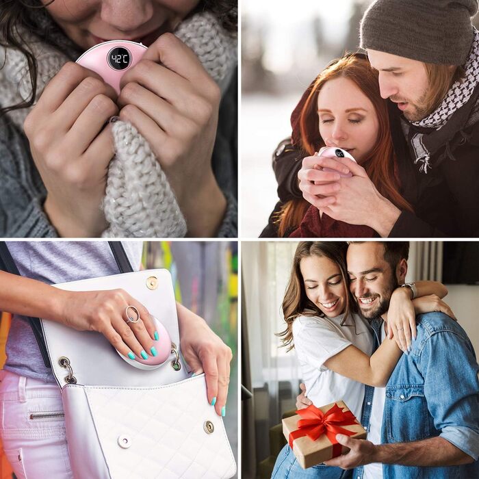 Електричний грілка для рук EXTSUD - портативний зарядний пристрій USB, акумуляторний, легкий, для зими, подарунок для чоловіків та жінок (рожевий)