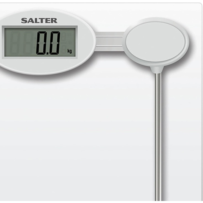 Скляні електронні ваги для ванної кімнати Salter 9018S SV3R - цифрові ваги для тіла 180 кг, РК-дисплей, що легко читається, велика поверхня для зважування із загартованого скла, батарейки в комплекті