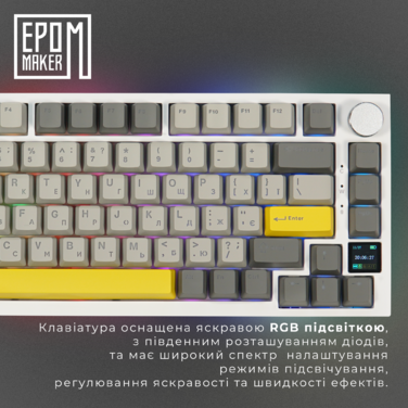 Клавіатура механічна бездротова EPOMAKER AK820 Pro Flying Fish White (AK820-PRO-W-FF)