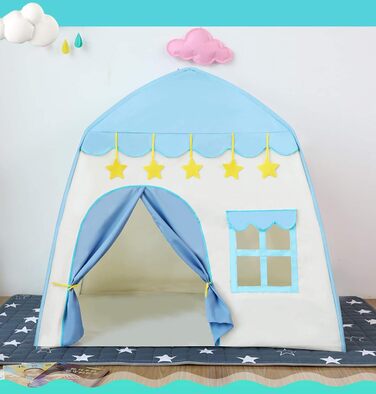 Дитячий ігровий намет із зірковими вогнями Princess Castle Teepee для внутрішнього та зовнішнього використання (синій)