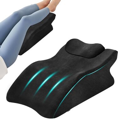 Подушка для ніг Zepphi з піною з пам'яті, трикутна подушка для підтримки ніг, ергономічна подушка для комфорту - ідеальна для дивану, ліжка, відпочинку та дому (Чорний)