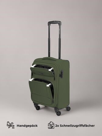 Набір валіз Smartbox 3-в-1 для жінок та чоловіків | Легкі та міцні валізи-ролики, якісний softcase, 4 колеса та кодовий замок | Розширювані | Колір: Slate-green (S 56 см)