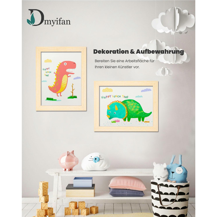 Дерев'яні рамки для дитячих малюнків, A4, 2 шт. - для школи, дому, офісу