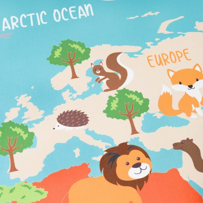 Дитячий килимок, ігровий килимок для дитячої кімнати, Карта світу із зображенням тварин зеленого кольору, розмір (200x290 см)