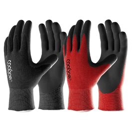 Садові рукавички COOLJOB для чоловіків, 6 пар дихаючих складальних рукавичок з гумовим покриттям, робочі рукавички для чоловіків, чорні та червоні (розмір 9/л)