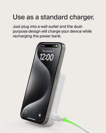 Бездротовий повербанк Belkin BoostCharge Pro 10 000 мАг, MagSafe, підставка, iPhone 16/15 (білий)