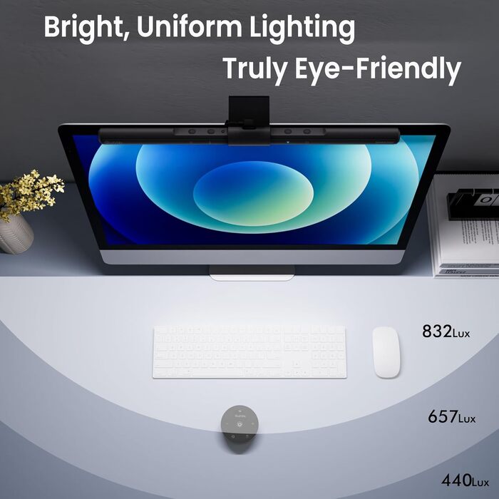 LED лампа для монітора Quntis з дистанційним керуванням та сенсорним управлінням, 40 см, захист від синього світла, USB, автоматичне регулювання яскравості, для ПК, офісу