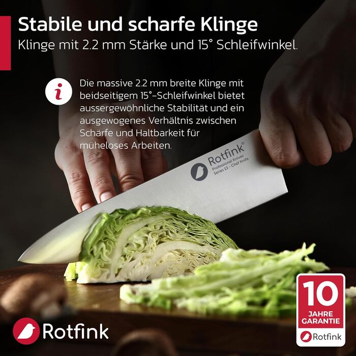 Ніж кухарський Messer 18 см, професійний, з нержавіючої сталі, з ергономічною ручкою з ебоні, кут заточування 15°, подарункова коробка, гарантія 10 років