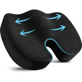 Ортопедична подушка для сидіння Memory Foam для стільця, авто, офісу, дому - HomDSim, чорна