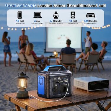 Портативна електростанція SBAOH 538.7Wh сонячний генератор, акумулятор з виходами AC/USB, 300W для подорожей, кемпінгу, відпочинку на природі та надзвичайних ситуацій