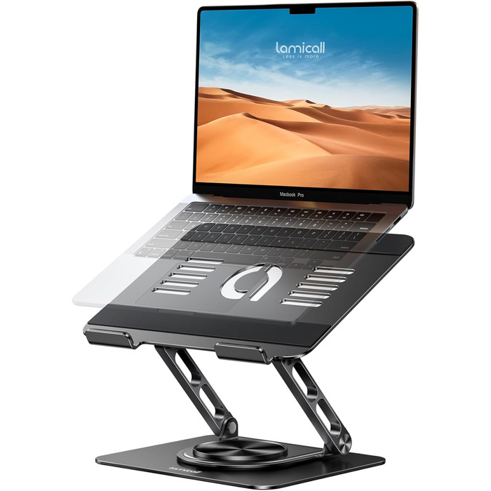 Підставка для ноутбука Lamicall, регульована - 360° обертання, складна, алюмінієва - для столу/офісу, універсальна ергономічна підставка для Macbook Pro Air, 10-17,3' (чорна)