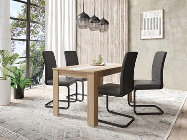 Обідній стіл byLIVING Nori: сучасний дизайн, ефект дуба, стільниця чорного або білого кольору, 140 x 80 см, висота 75 см