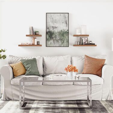 Полиця настінна HOOBRO 2 шт., плаваюча, 60x20x3.8 см, коричнева вінтаж, з прихованими кронштейнами для ванної, спальні, кухні, офісу, вітальні