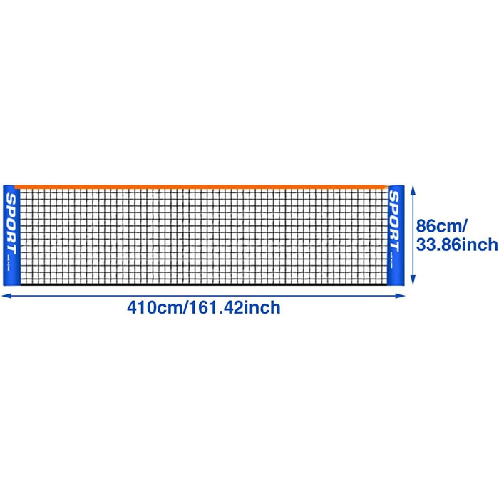 Ха-ха-ха портативна Тенісна сітка, складна сітка для бадмінтону, дитяча, для дорослих, для занять спортом в приміщенні / на відкритому повітрі, тренувальна сітка для футболу, тенісу, волейбольна сітка для саду, заднього двору, пляжу (4,1 м 410 х 86 см)