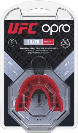 Захист зубів Opro UFC сріблястого кольору, Чорний / Червоний, Універсальний, K-REY-BX056ABS