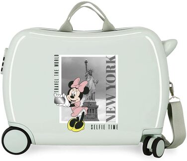 Дитяча валіза Disney Mickey and Minnie Travel The World New York Green, 50 x 39 x 20 см, жорсткий ABS, бічна комбінована застібка, 34 л, 1,8 кг, 4 колеса, ручна поклажа