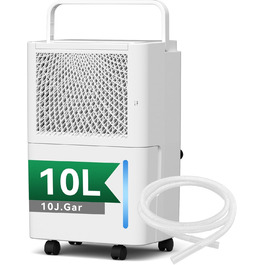 Електричний осушувач повітря PHILODECO 10л/день з режимом сушіння, 2л бак, таймер 24г, автовимкнення, ролики та ручка для підвалу, ванної, спальні