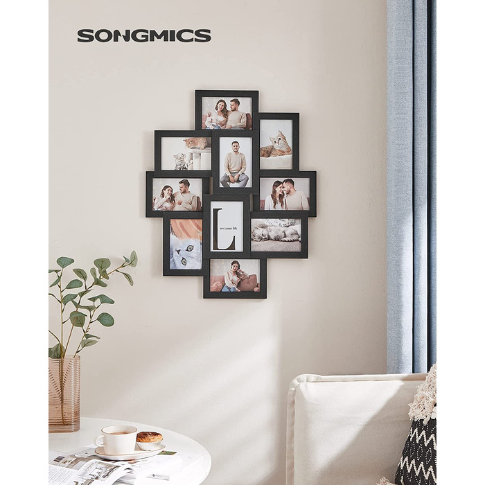 Фоторамка-колаж SONGMIC для 10 фотографій розміром 10х15 см чорна