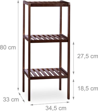 Набір полиць для ванної кімнати бамбук, дерев'яна полиця, стояча полиця, бамбукова полиця, кухонна полиця, книжкова шафа, 3, 4 і 5 полиць, темно-коричневий 139,5 x 34,5 x 33 см, 3 шт.