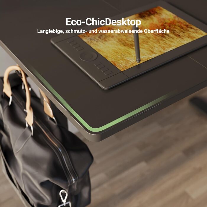 Регульований стіл Claiks з підйомною механізмом (FSC®), вантажопідйомність 80 кг, 3 функції пам'яті, гачки, тихий мотор, для дому та офісу, білий (180 x 80 см, чорний)