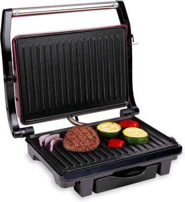 Контактний гриль Alpina Optigrill 2100W: для сендвічів, паніні, овочів, м'яса. Антипригарне покриття, інтелектуальні режими приготування, BPA-Free, чорний