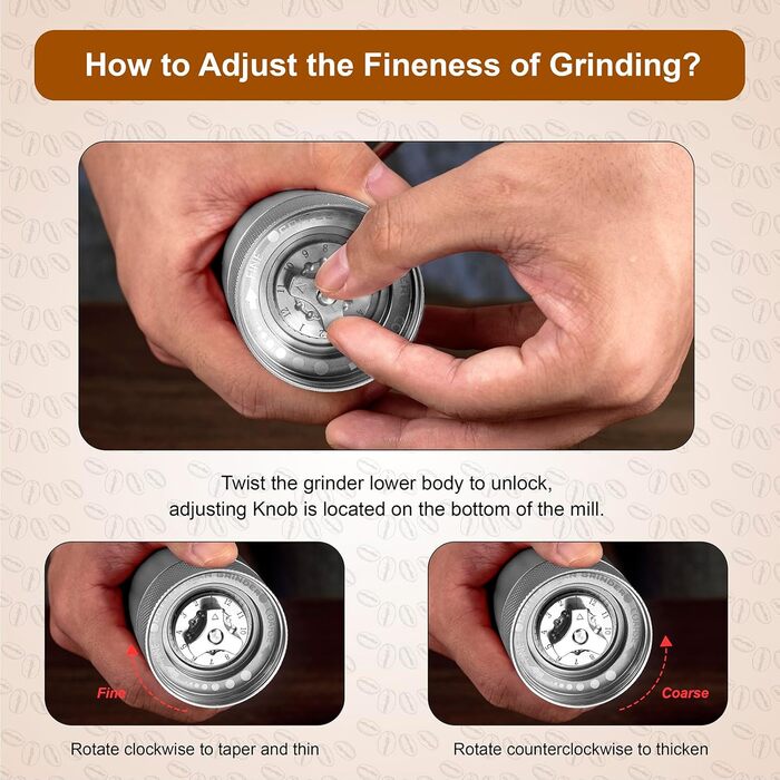 Ручна кавомолка M6 для приготування еспресо, срібна, ємність 25г