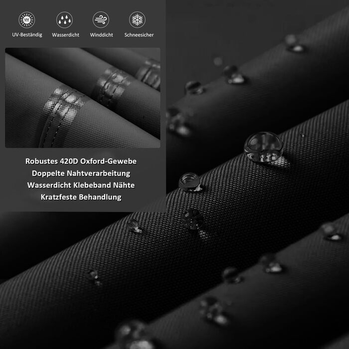 Водостійкий чохол для садово-патіо меблів 300x300x90 см, чорний, з вентиляційними отворами, 420D Oxford, захист від пилу та УФ-променів