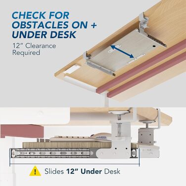 Висувна підставка для клавіатури під стіл з К-кріпленням, великого формату, стійка, ковзна, платформа для клавіатури 838 мм x 280 мм, висувна платформа, комп'ютерна шухляда для набору тексту (дуб)