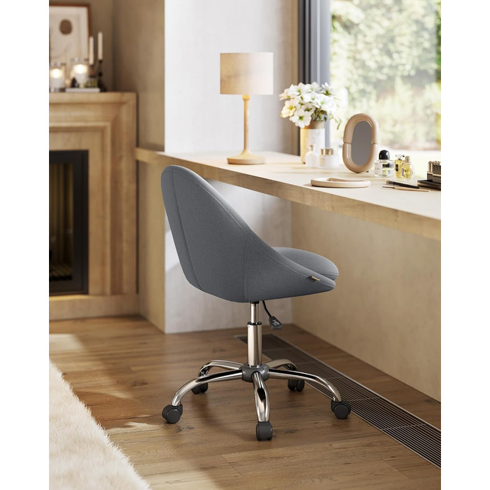 Крісло SONGMICS для офісу та дому, крісло для макіяжу, регульоване по висоті, сірий колір, тканина (OBG020G04)