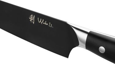 Набір кухонних ножів Wakoli Titanium Noir (5 предметів) з бруском - професійний набір кухонних ножів з титановим покриттям, нержавіюча сталь, чорне покриття, магнітний брусок, шеф-ніж