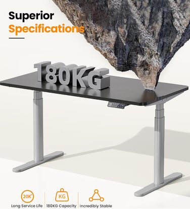 Електричний столик для роботи MAIDeSITe EL2 Pro Art з регулюванням висоти, сірий. Овальне підстав'я, навантаження 180 кг, 4 пам'яті, захист від зіткнень